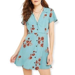 UO Mallory Floral Button-Through Mini Dress